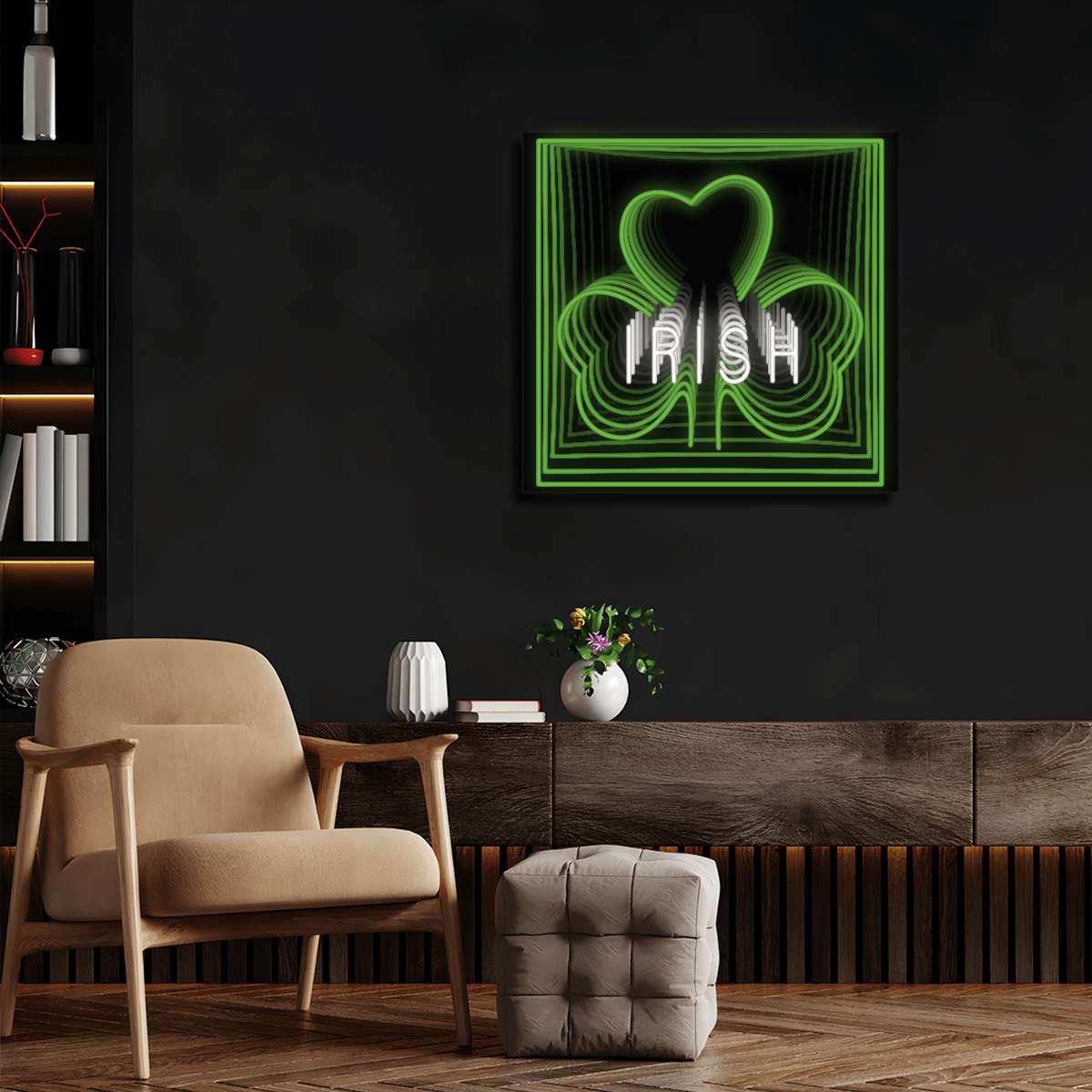Irish Three Leaf Clover Infinity Neon Sign