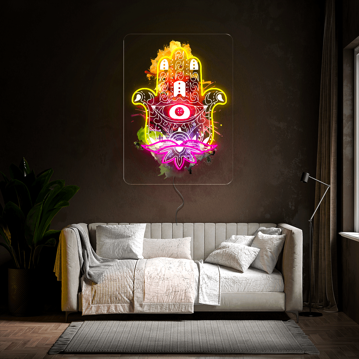 Hamsa Hand Artwork Neon Sign