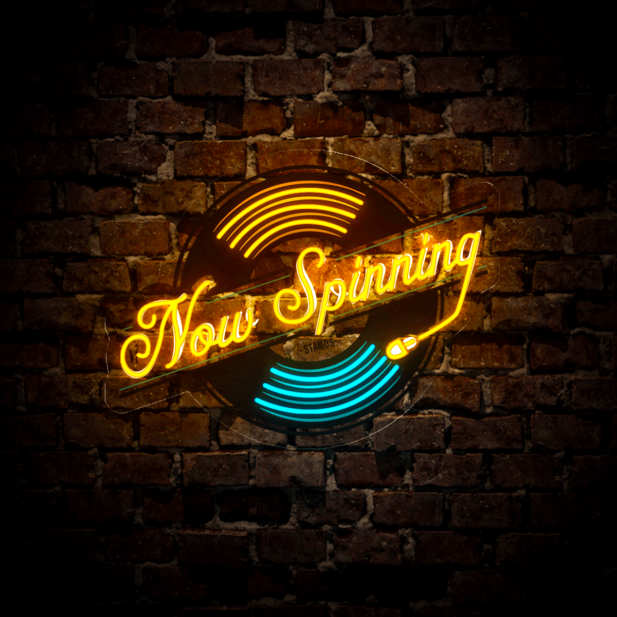 Now Spinning Record Artwork Neon Sign