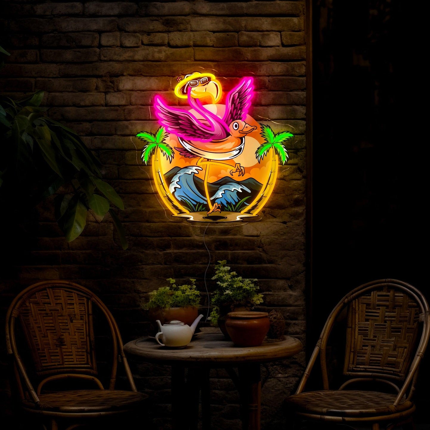 Flamingo Summer Artwork Neon Sign