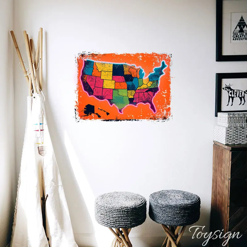USA Map Neon Light – Bright American Pride Wall Decor, Perfect for Living Room, Bar or Dorm! Aesthetic Decor for Bedroom Wall