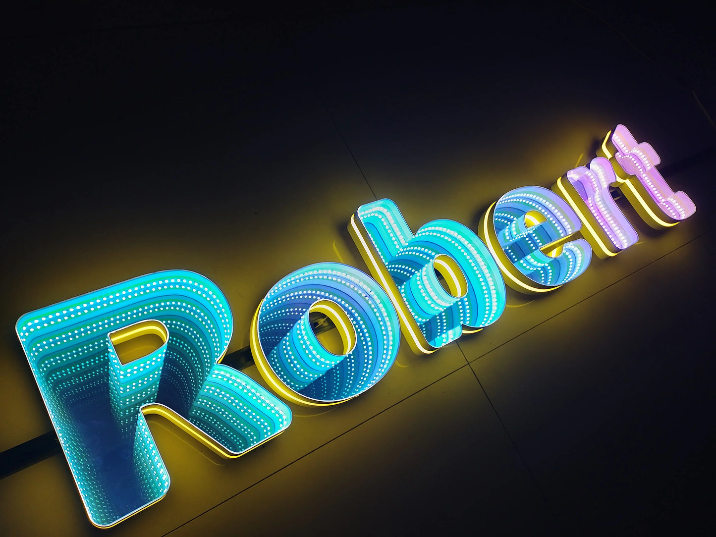 Toysign 3D Name Logo LED Infinity Mirror, Custom Business Logo Sign, Infinity Mirrors Letter, Wall Mounted Infinity Mirror Light