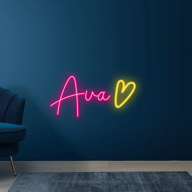Toysign Ava Personalized Neon LED Wall Sign – Customizable Kids Room Decor with Soft Glow, Aesthetic Bedroom or Birthday Gift