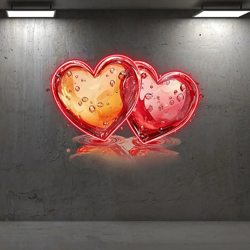 Two Hearts Wedding Ceremony Neon Sign, Creative Wall Hanging Neon Light, Wedding Gift Decor Light