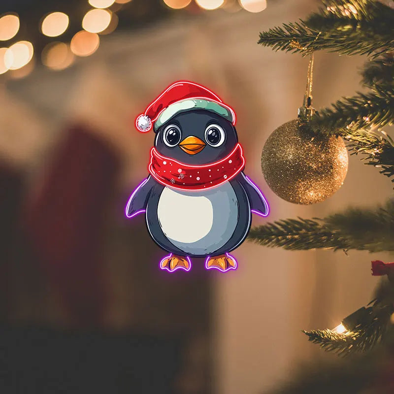 Christmas Penguin Neon Light - Adorable LED Light Decor for Holiday Parties, Kids' Rooms or Xmas Gifts | Festive Home Decoration