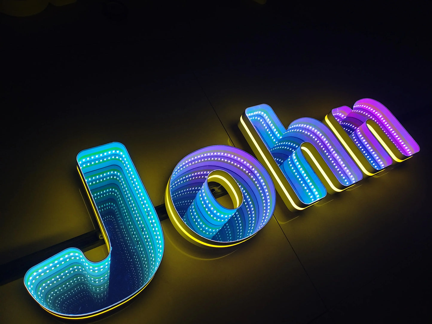Toysign 3D Name Logo LED Infinity Mirror, Custom Business Logo Sign, Infinity Mirrors Letter, Wall Mounted Infinity Mirror Light