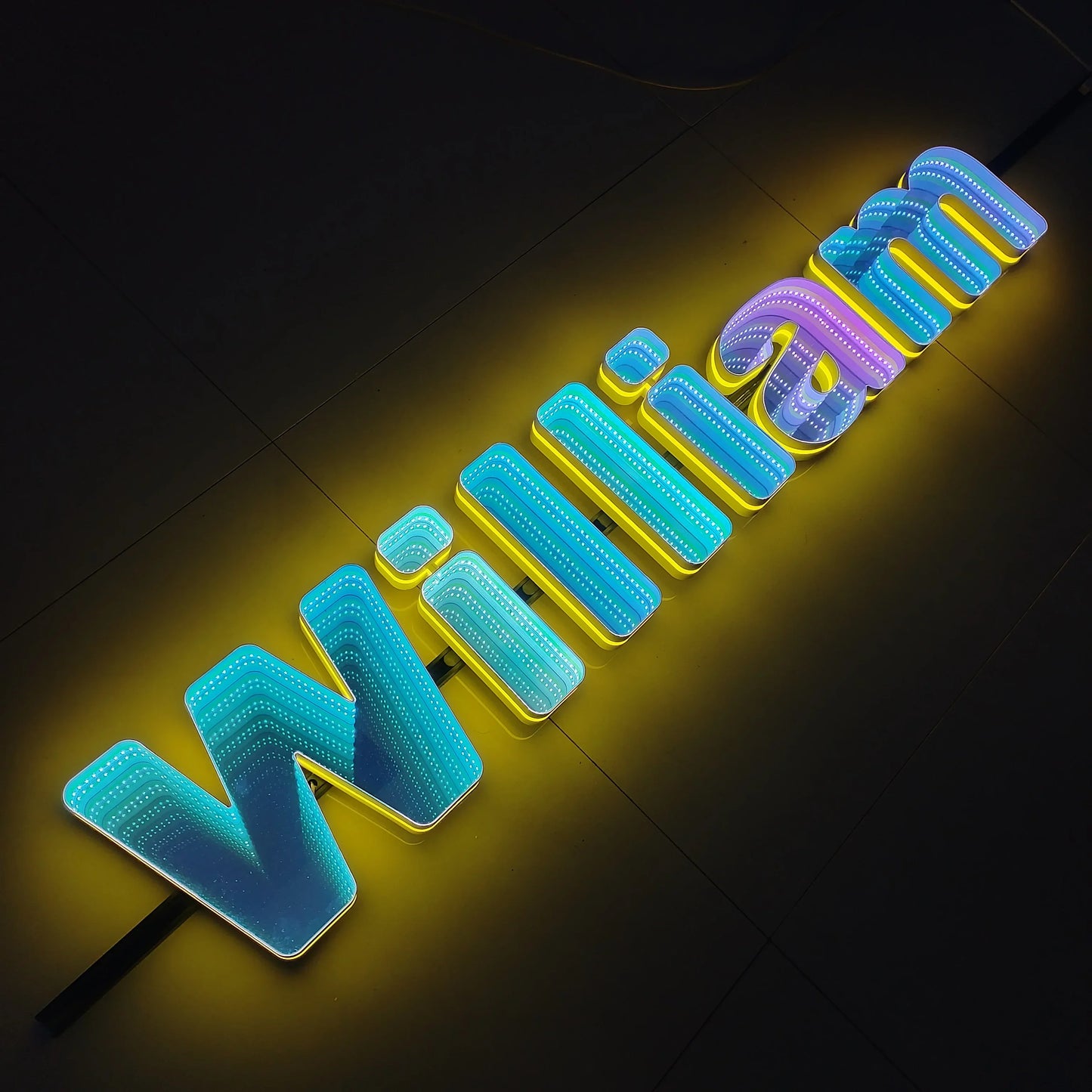 Toysign 3D Name Logo LED Infinity Mirror, Custom Business Logo Sign, Infinity Mirrors Letter, Wall Mounted Infinity Mirror Light