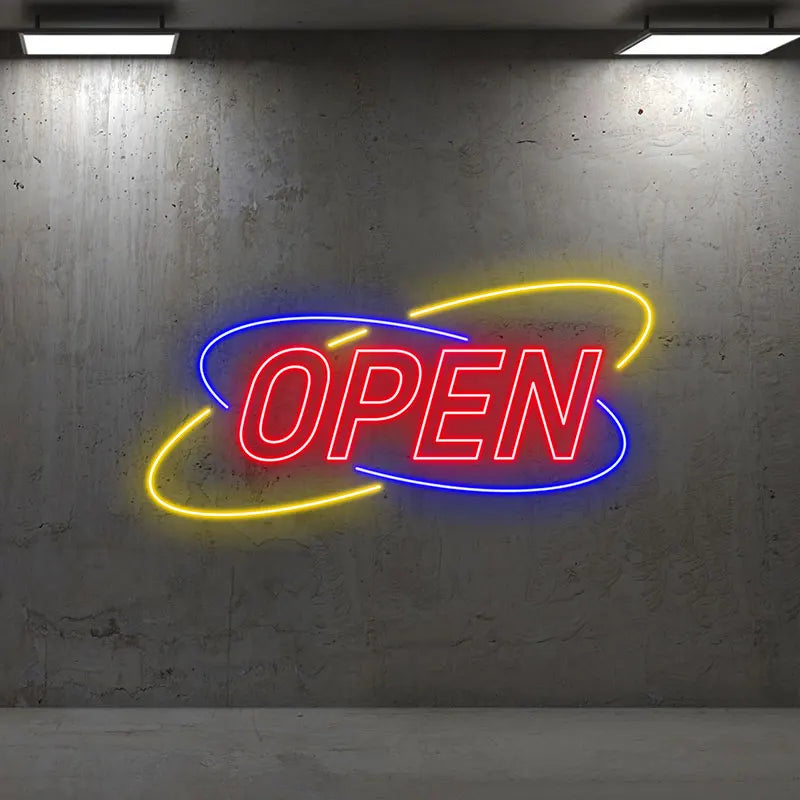 Toysign Classic Red & Blue Shop Open Neon Light – LED Wall Sign for Stores and Cafes, Bright Business Display Board, Shop Decor