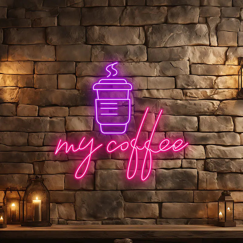 Toysign My Coffee Neon Sign Wall Light – Modern LED Coffee Art for Cafés or Kitchens, Perfect for Coffee Lovers and Cozy Spaces
