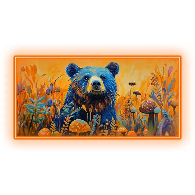 Toysign Colorful Bear Neon Wall Art – Vibrant Forest LED Sign with Mushroom Scene, Whimsical Animal Decor for Kids Room, Nursery