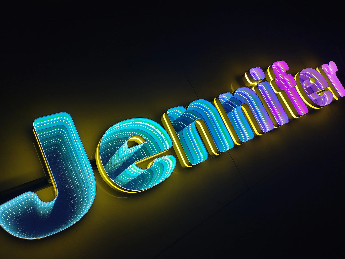 Toysign 3D Name Logo LED Infinity Mirror, Custom Business Logo Sign, Infinity Mirrors Letter, Wall Mounted Infinity Mirror Light