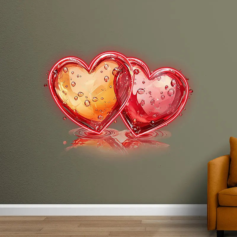 Two Hearts Wedding Ceremony Neon Sign, Creative Wall Hanging Neon Light, Wedding Gift Decor Light