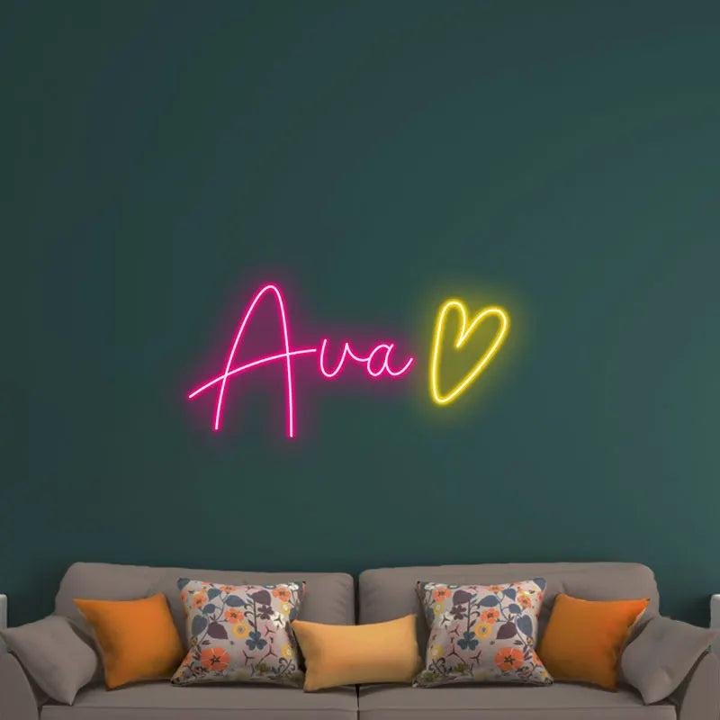 Toysign Ava Personalized Neon LED Wall Sign – Customizable Kids Room Decor with Soft Glow, Aesthetic Bedroom or Birthday Gift