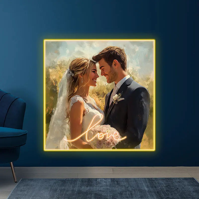 Wedding Photo Acrylic Custom Neon Sign, Personalized LED Neon Sign Light, Creative Neon Light For Home Decor