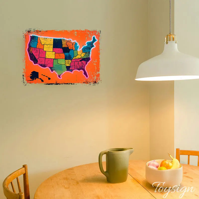 USA Map Neon Light – Bright American Pride Wall Decor, Perfect for Living Room, Bar or Dorm! Aesthetic Decor for Bedroom Wall