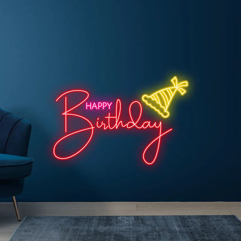 Toysign Custom Text Neon Light, Happy Birthday Neon Sign - Bright LED Party Decoration for Special Celebrations, Birthday Gift