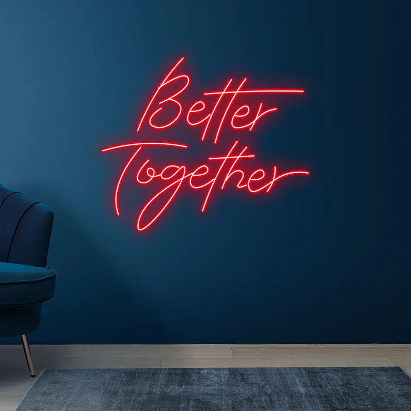 Toysign Better Together Text LED Neon Sign – Romantic Glow for Bedroom, Wedding or Special Occasion, Perfect Gift for Couples
