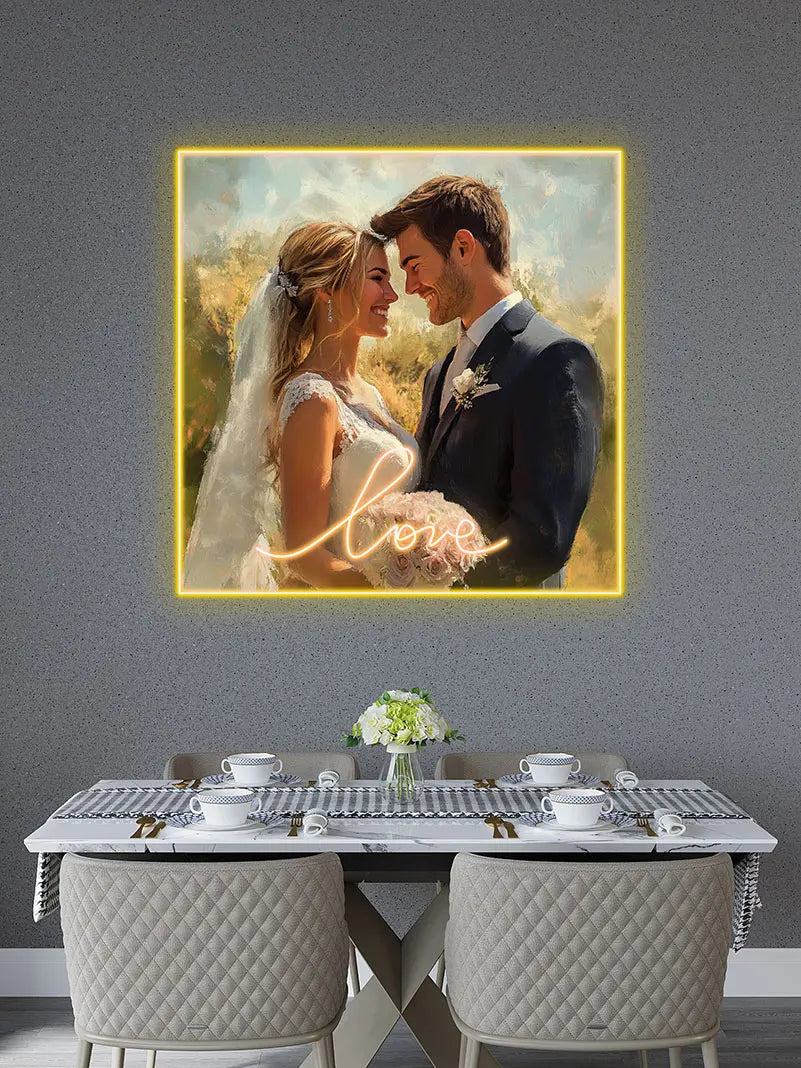 Wedding Photo Acrylic Custom Neon Sign, Personalized LED Neon Sign Light, Creative Neon Light For Home Decor