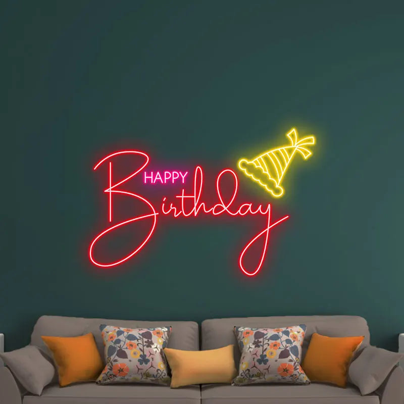 Toysign Custom Text Neon Light, Happy Birthday Neon Sign - Bright LED Party Decoration for Special Celebrations, Birthday Gift