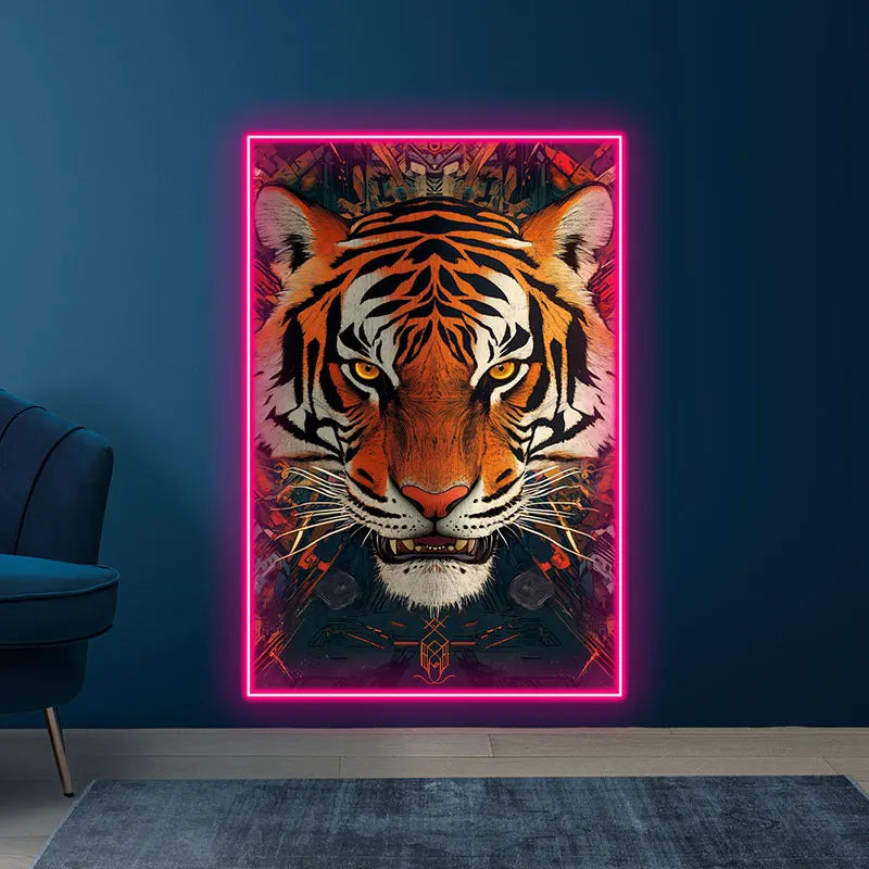 Fierce Tiger Neon Sign - LED Wall Art for Home & Office Decor, Bold Animal Design for Living Room, Bar, Man Cave, Perfect Gift