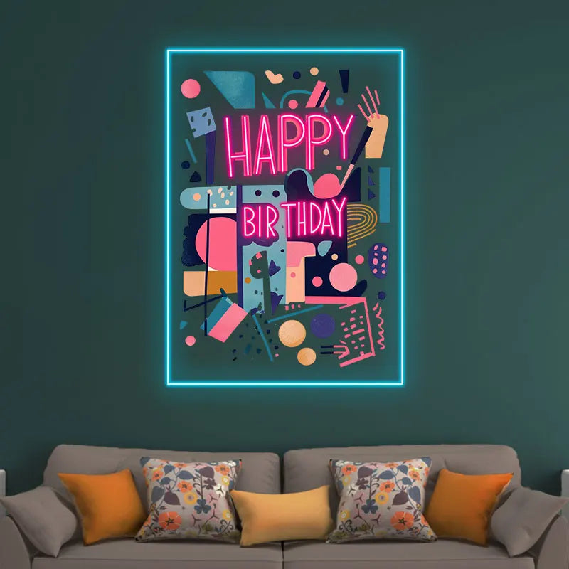 Happy Birthday Led Neon Light, Birthday Party Wall Decor Led Light, Custom Neon Sign for Room Decor, Perfect Gift for Kids Room