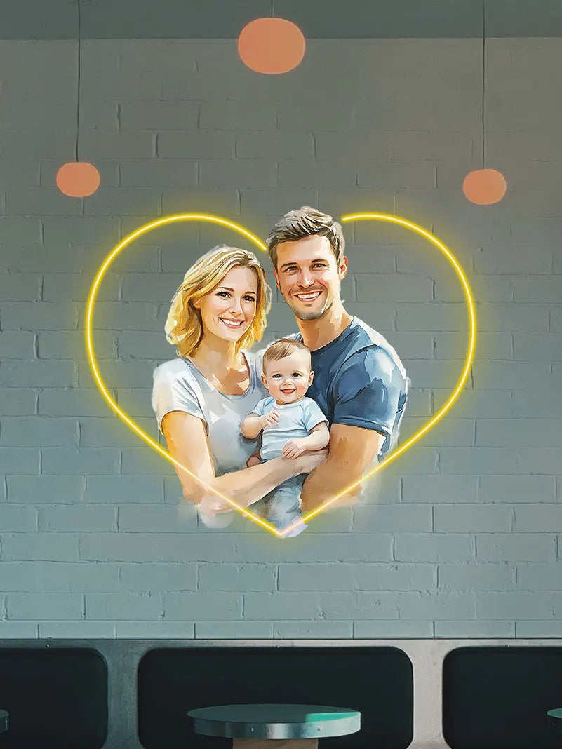 Happy Family Acrylic Custom Neon Sign, Personalized LED Light Sign, Creative Gift Neon Light For Home Decor
