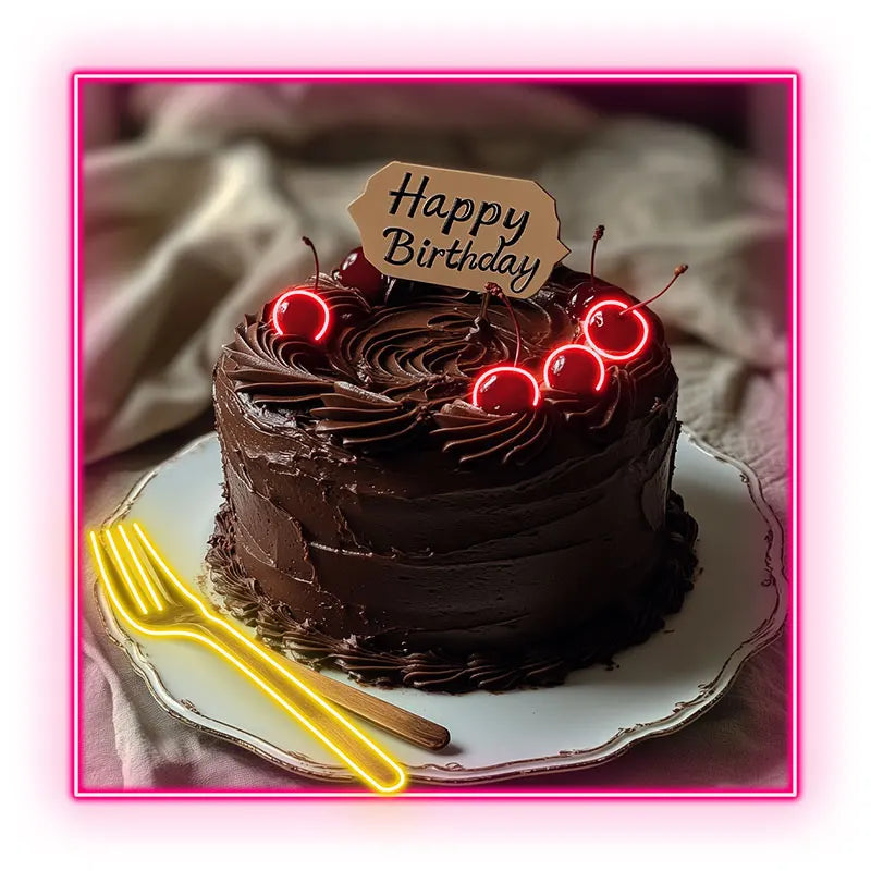 Chocolate Birthday Cake Neon Light, Perfect Decoration for Birthday, Bakery & Kitchen, Unique Gift for Chocolate Cake Lovers