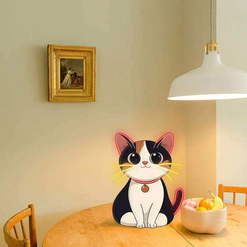 Toysign Kawaii Cat Neon Light – Adorable Wall Art for Kids' Room or Cat Lovers, Cute Calico Cat Design for Room Decor, Fun Gift