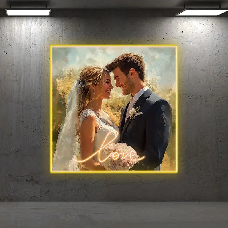 Wedding Photo Acrylic Custom Neon Sign, Personalized LED Neon Sign Light, Creative Neon Light For Home Decor