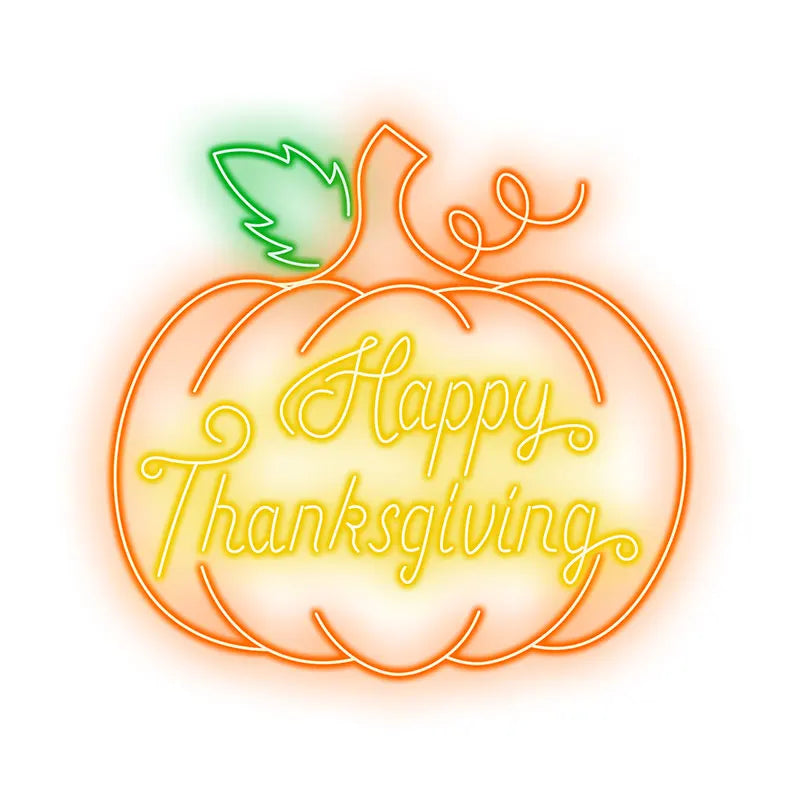 Happy Thanksgiving Neon Pumpkin Sign – Bright Pumpkin Glow for Festive Home Decor, Perfect for Holiday Dinner & Party Decoration
