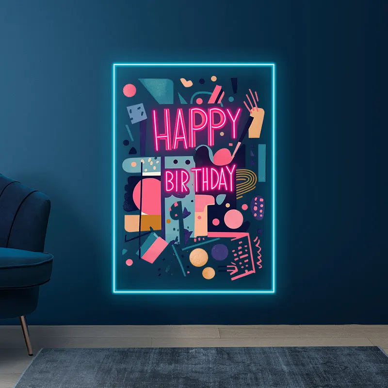 Happy Birthday Led Neon Light, Birthday Party Wall Decor Led Light, Custom Neon Sign for Room Decor, Perfect Gift for Kids Room