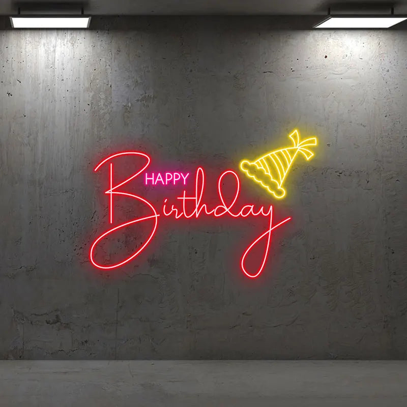 Toysign Custom Text Neon Light, Happy Birthday Neon Sign - Bright LED Party Decoration for Special Celebrations, Birthday Gift