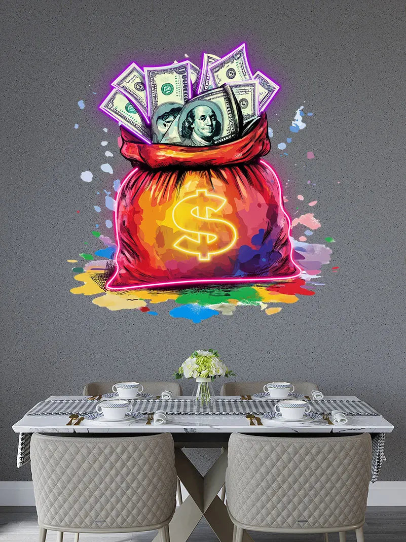 Bag Full Of Money Neon Sign, Creative Wall Hanging Neon Light, Wall Art Decor Light