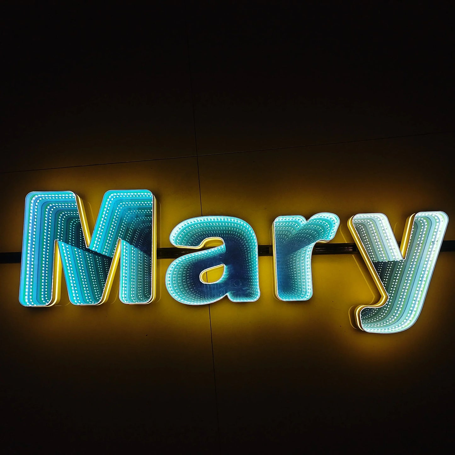 Toysign 3D Name Logo LED Infinity Mirror, Custom Business Logo Sign, Infinity Mirrors Letter, Wall Mounted Infinity Mirror Light