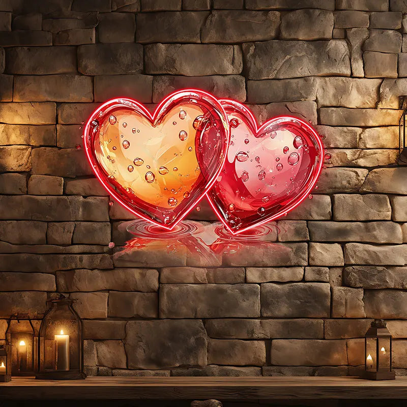 Two Hearts Wedding Ceremony Neon Sign, Creative Wall Hanging Neon Light, Wedding Gift Decor Light
