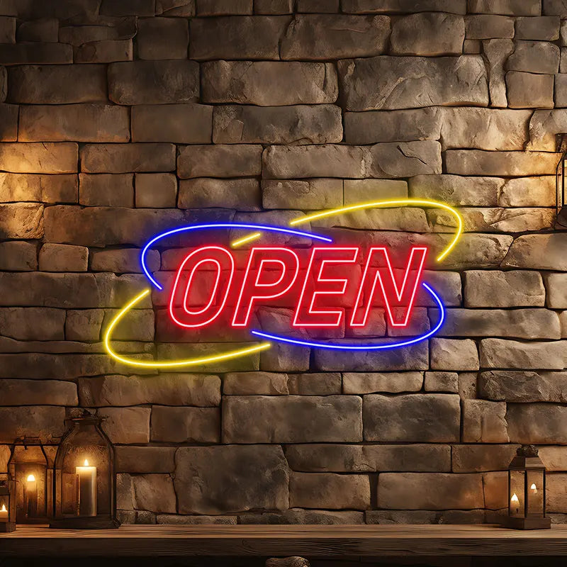 Toysign Classic Red & Blue Shop Open Neon Light – LED Wall Sign for Stores and Cafes, Bright Business Display Board, Shop Decor