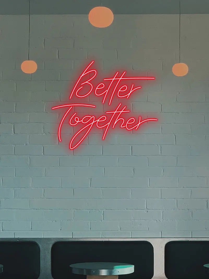 Toysign Better Together Text LED Neon Sign – Romantic Glow for Bedroom, Wedding or Special Occasion, Perfect Gift for Couples