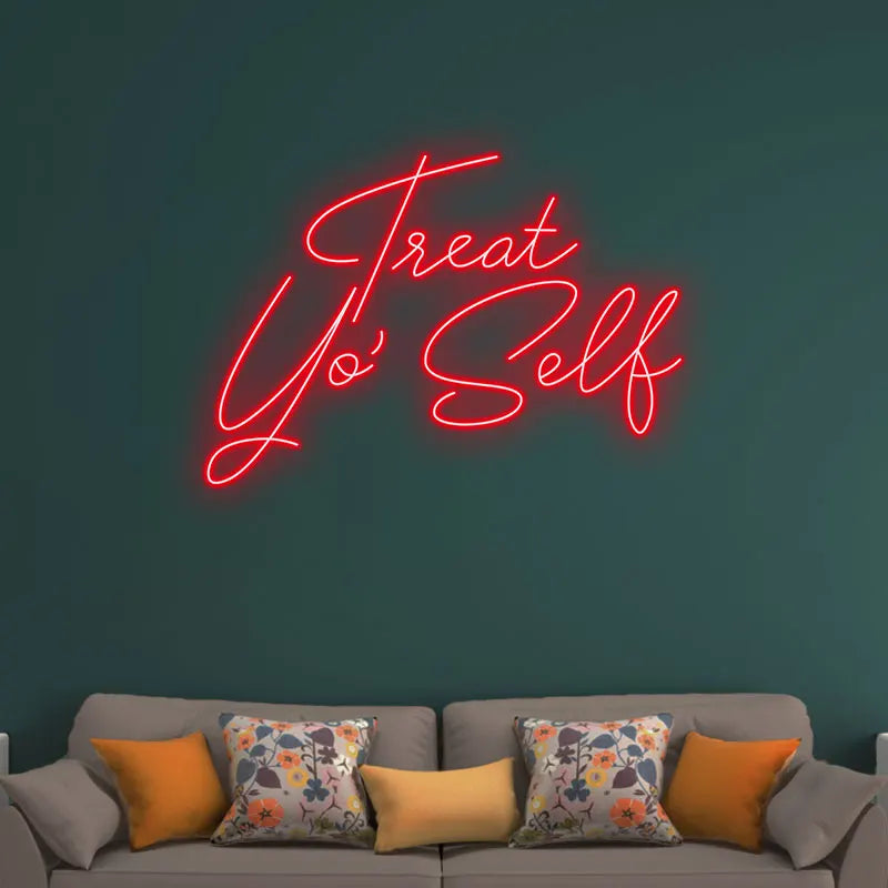 Treat Yo' Self Neon Sign – Add some flair to your décor with this playful neon sign, perfect for birthday or self-care reminder