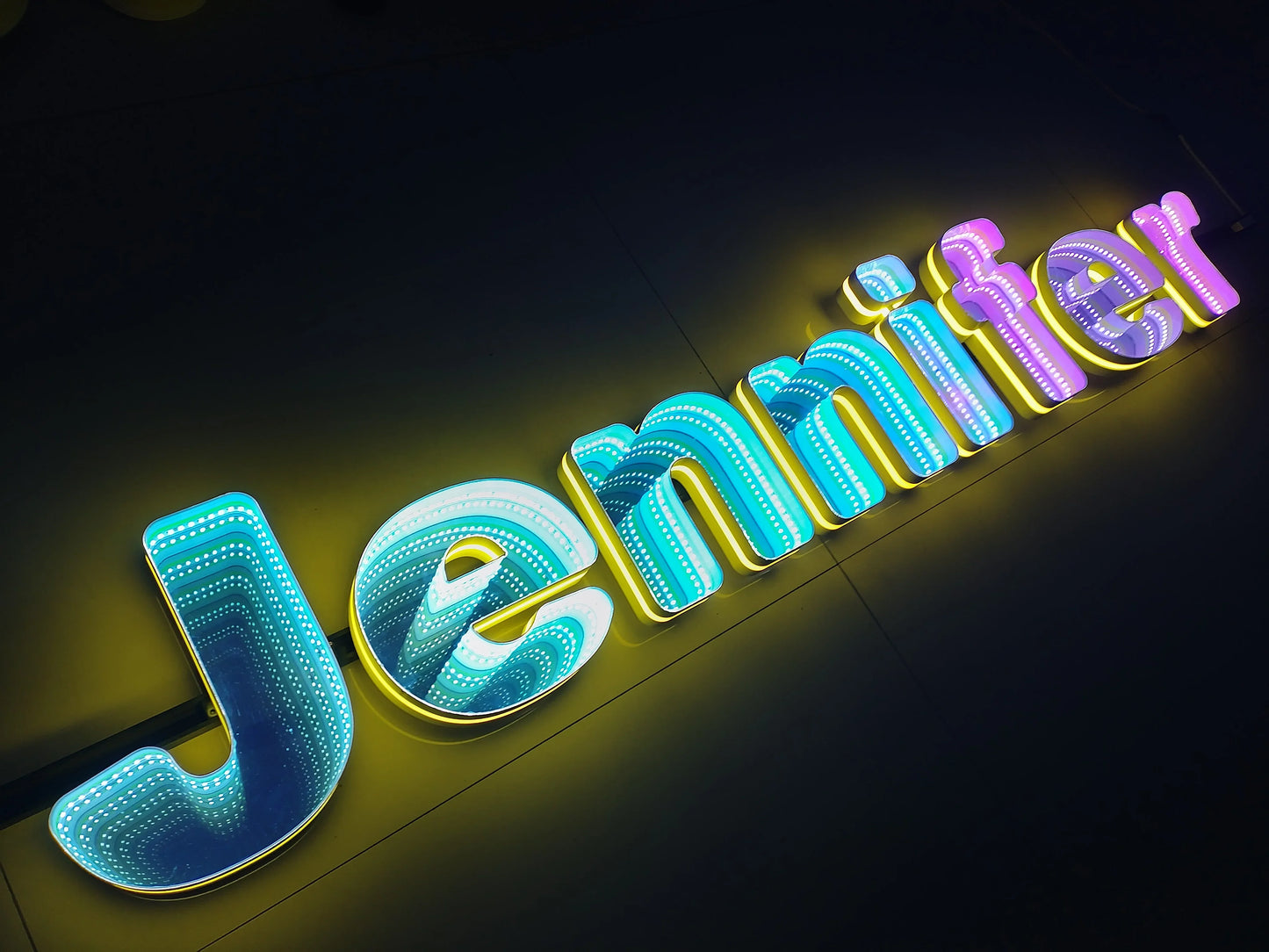Toysign 3D Name Logo LED Infinity Mirror, Custom Business Logo Sign, Infinity Mirrors Letter, Wall Mounted Infinity Mirror Light