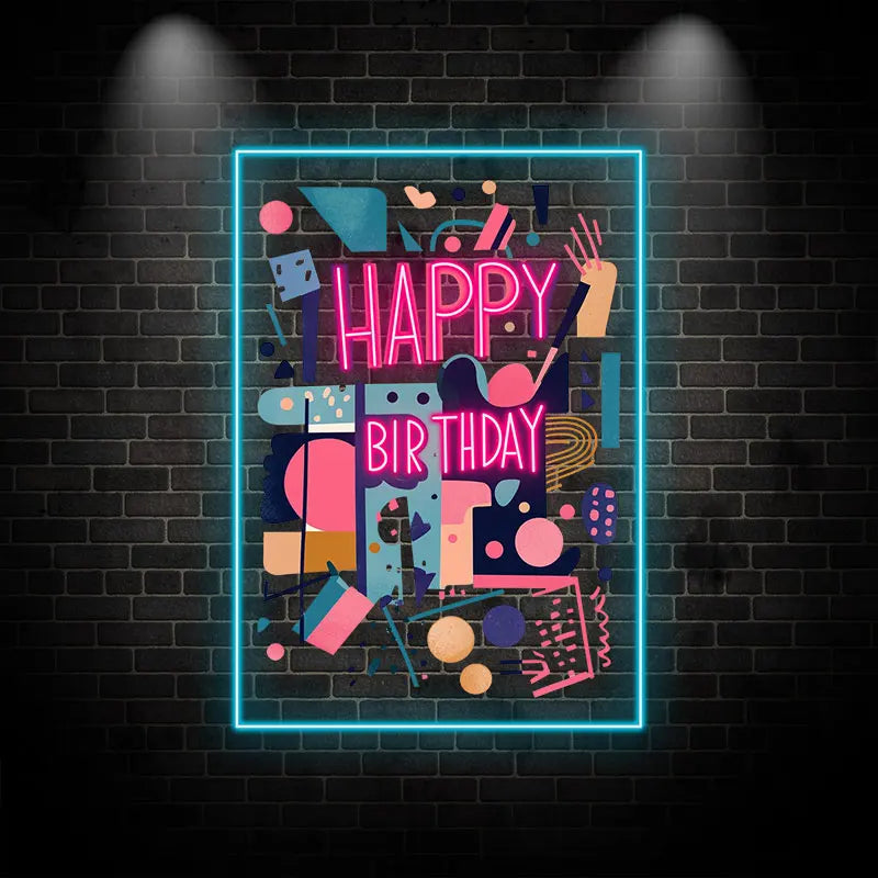 Happy Birthday Led Neon Light, Birthday Party Wall Decor Led Light, Custom Neon Sign for Room Decor, Perfect Gift for Kids Room