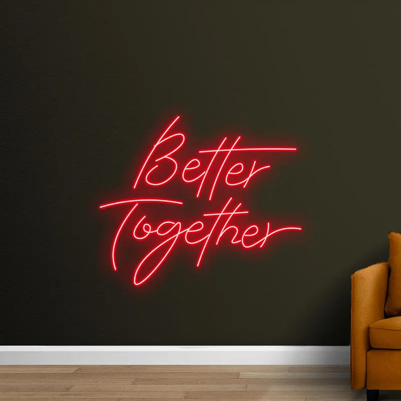 Toysign Better Together Text LED Neon Sign – Romantic Glow for Bedroom, Wedding or Special Occasion, Perfect Gift for Couples