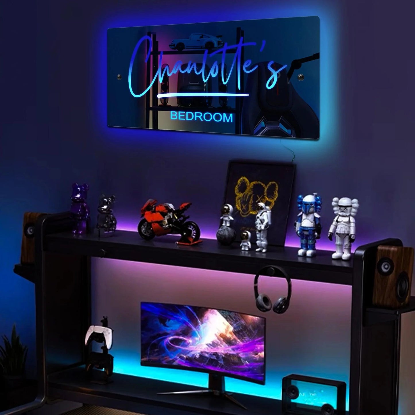 Acrylic Luminous Mirror Light Up Name Mirrors 12 Color LED Name Illuminated Mirror Wall Decor Personalized Wedding Seal Decorate