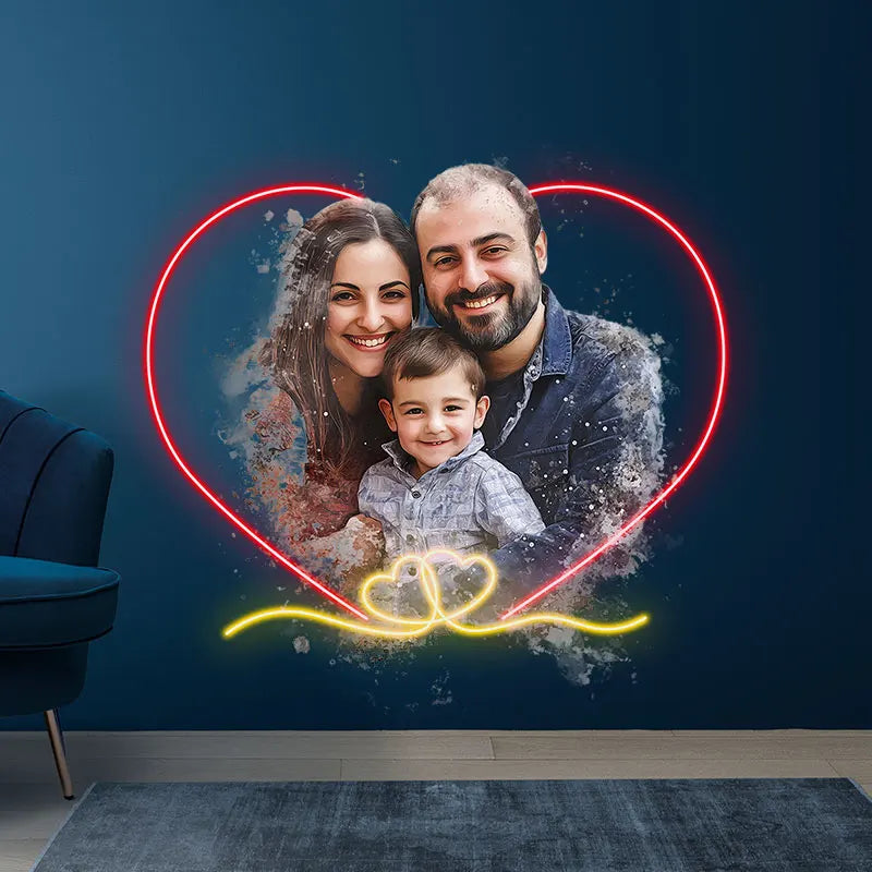 Family Photo Acrylic Custom Neon Sign, Personalized LED Neon Sign Light, Perfect Neon Light For Home Decor