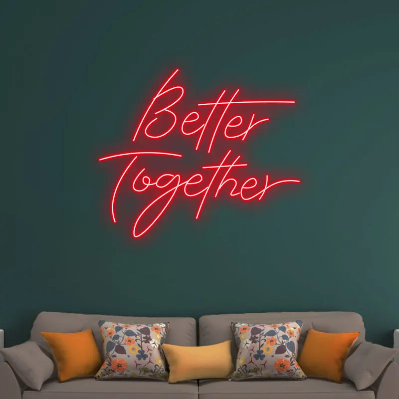 Toysign Better Together Text LED Neon Sign – Romantic Glow for Bedroom, Wedding or Special Occasion, Perfect Gift for Couples