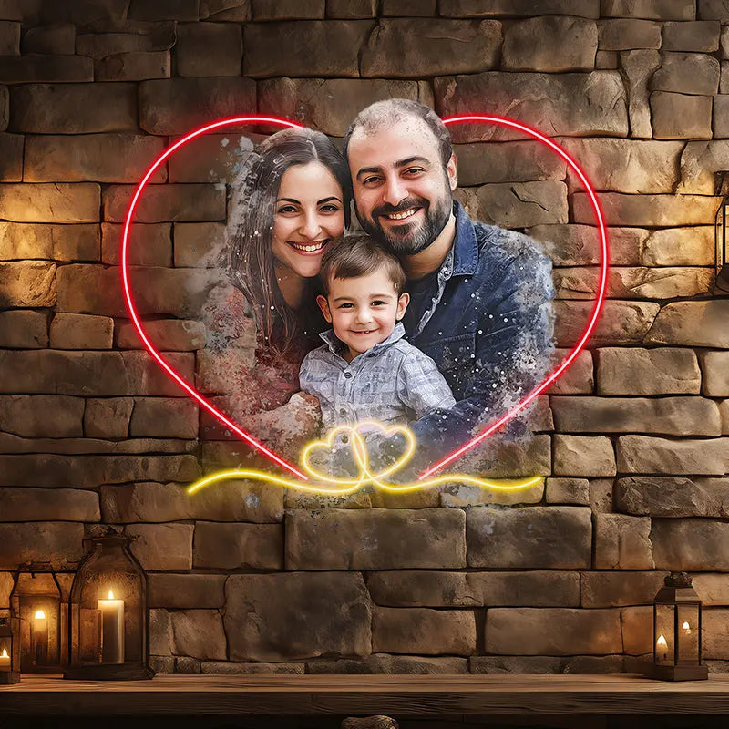 Family Photo Acrylic Custom Neon Sign, Personalized LED Neon Sign Light, Perfect Neon Light For Home Decor