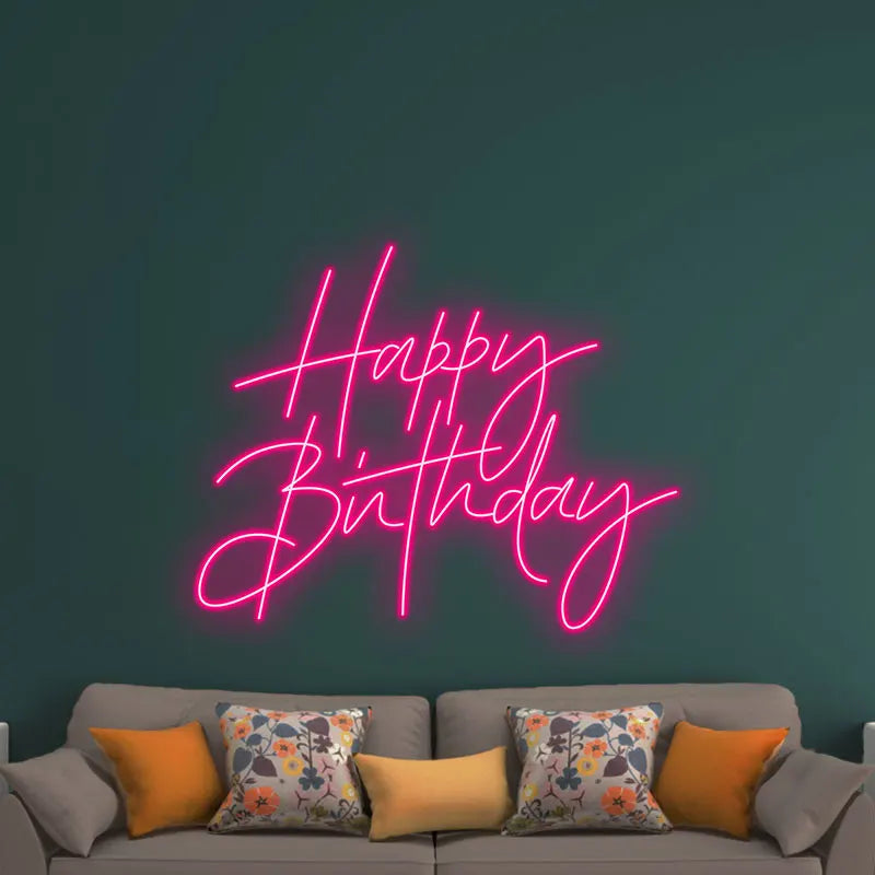 Toysign Custom Neon Light, Elegant Happy Birthday Neon Sign – LED Wall Art for Birthday Party Decor, Celebration, and Home Decor