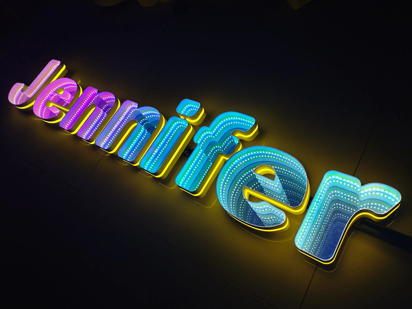 Toysign 3D Name Logo LED Infinity Mirror, Custom Business Logo Sign, Infinity Mirrors Letter, Wall Mounted Infinity Mirror Light