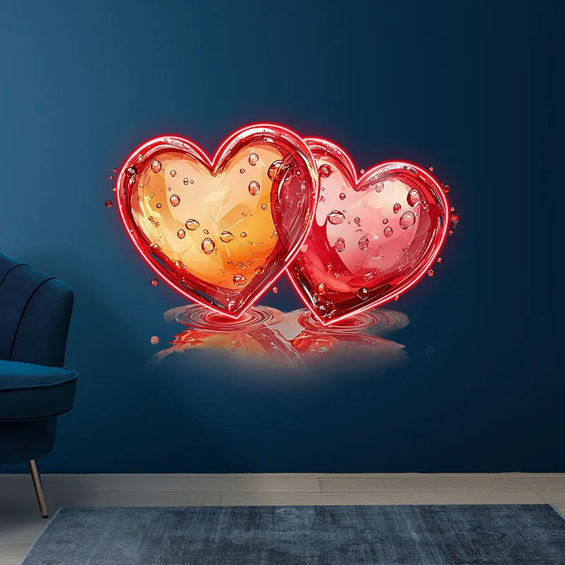 Two Hearts Wedding Ceremony Neon Sign, Creative Wall Hanging Neon Light, Wedding Gift Decor Light