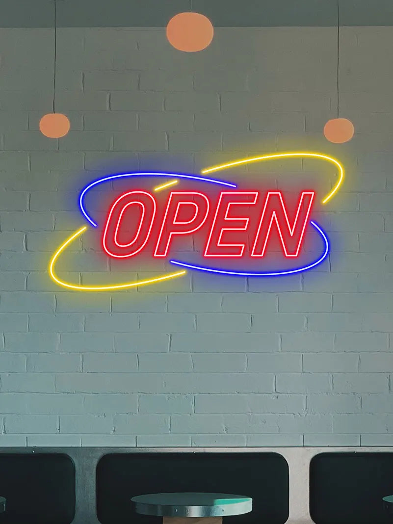 Toysign Classic Red & Blue Shop Open Neon Light – LED Wall Sign for Stores and Cafes, Bright Business Display Board, Shop Decor