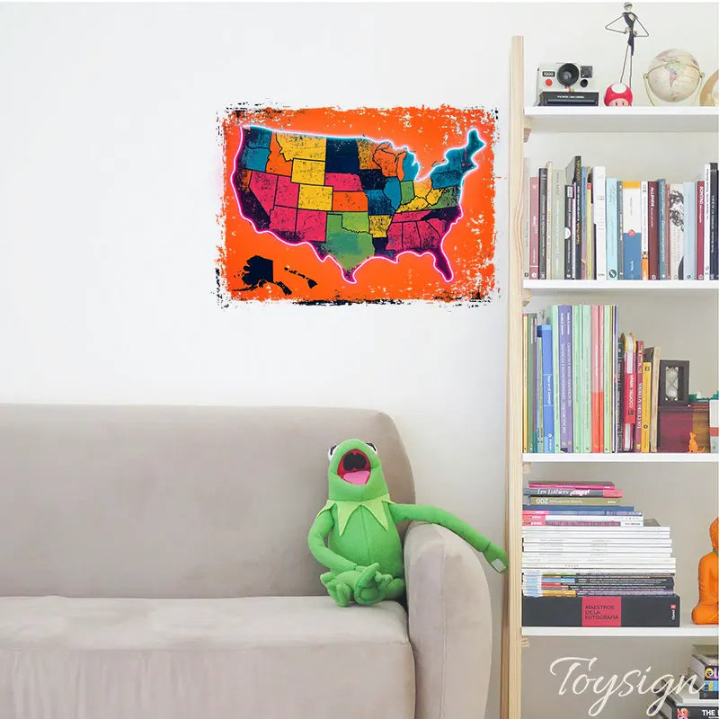 USA Map Neon Light – Bright American Pride Wall Decor, Perfect for Living Room, Bar or Dorm! Aesthetic Decor for Bedroom Wall
